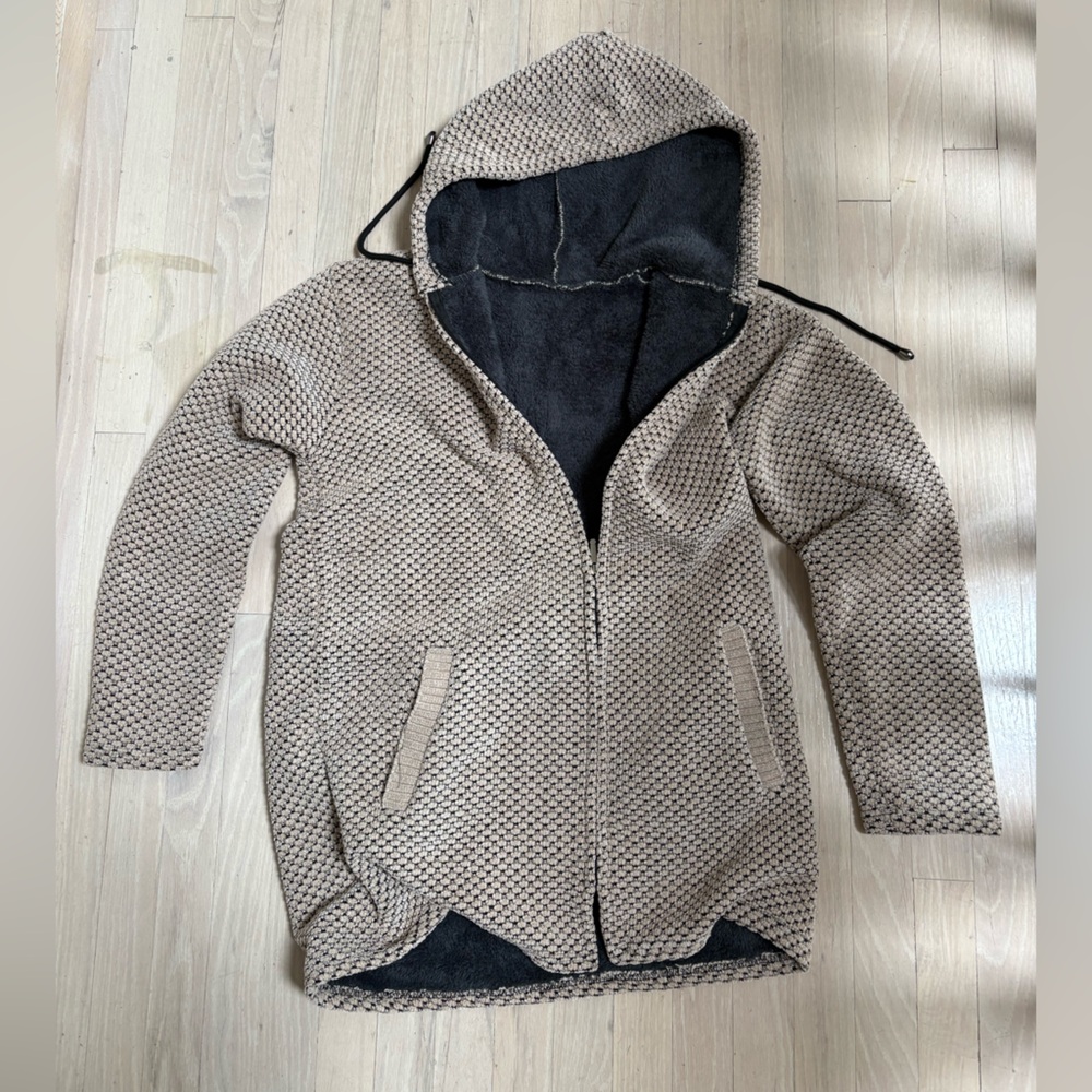 Men's Beige Hooded Sweater
